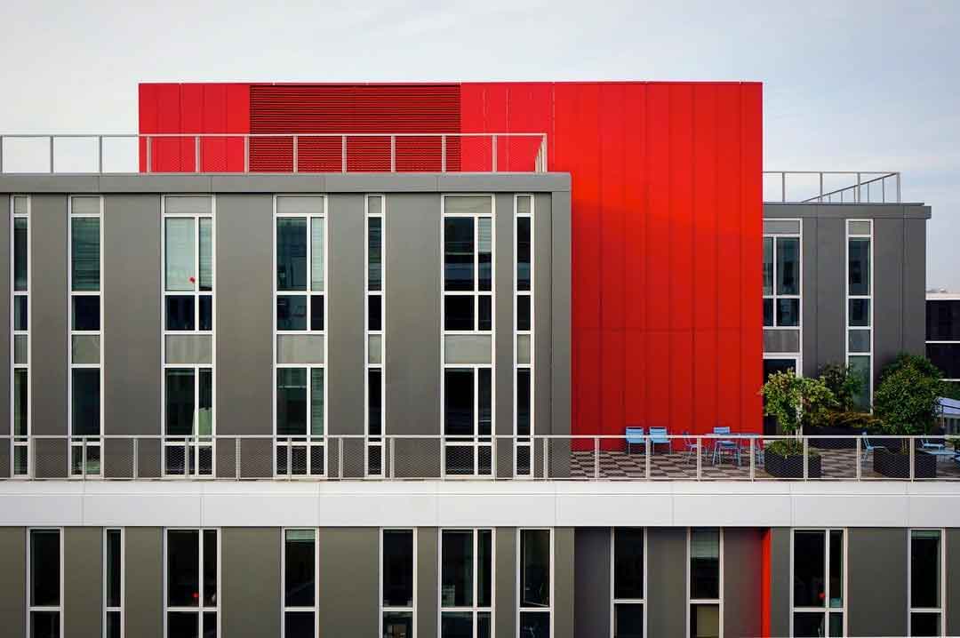 Abstract red gray building